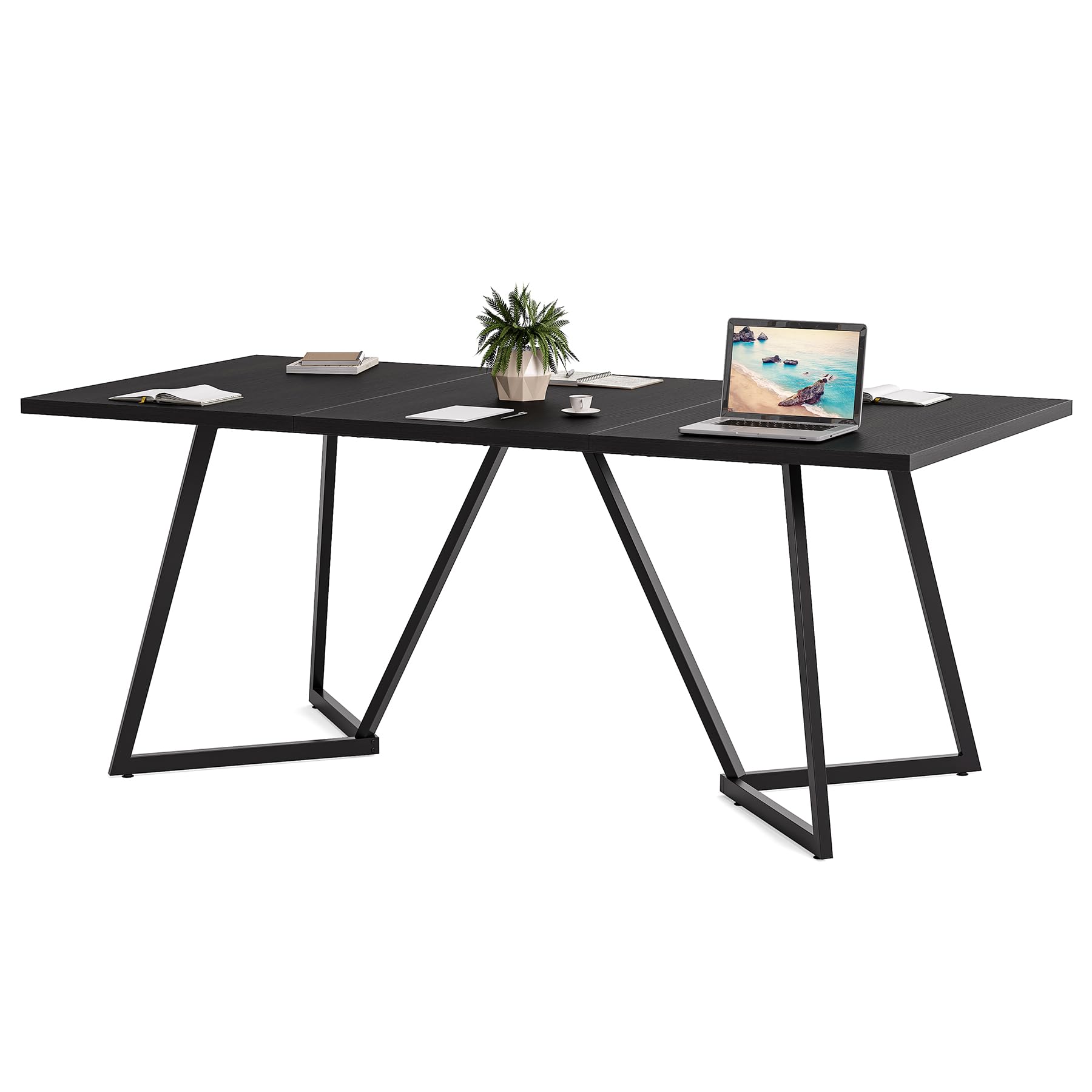 70.86" Rectangular Conference Table with Metal Base