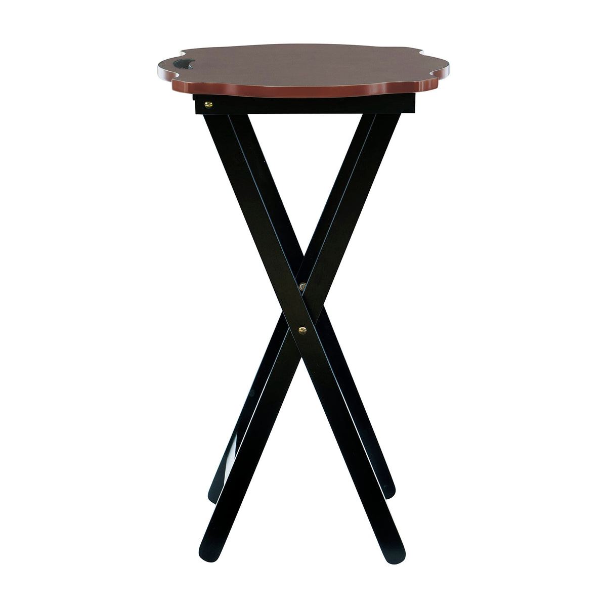 Powell Furniture Serpentine Modern Storage Tray Table, Black with Hazelnut Top, Set of 4, 23.1/2" x 15.3/4" x 26"