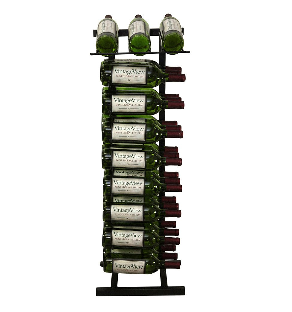 VintageView Point of Purchase Diplay - 27 Bottle Floor Wine Rack (Satin Black) Stylish Modern Wine Storage with Label Forward Design