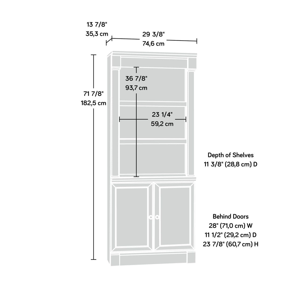 Sauder Palladia Book Shelf, Bookshelf with Storage, Library Bookcase with Doors and Adjustable Shelves, in Wind Oak Finish