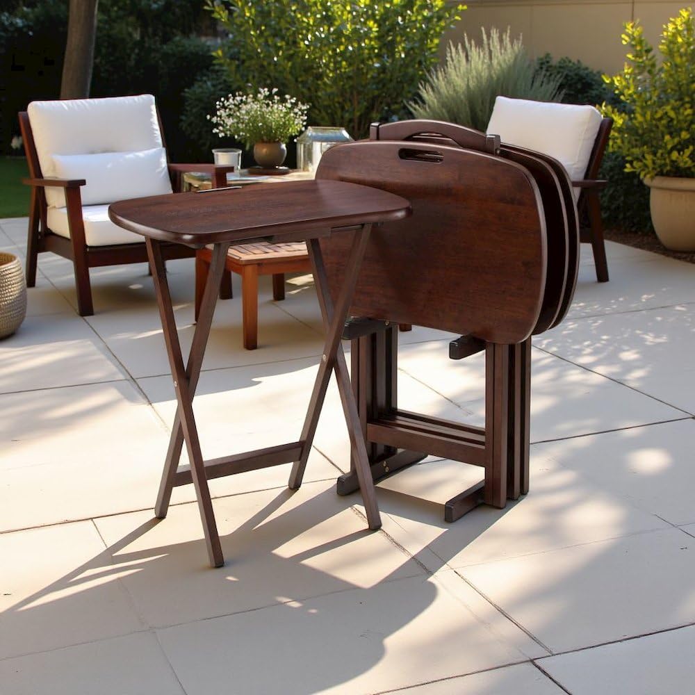 Folding TV Tray Table Set with Stand