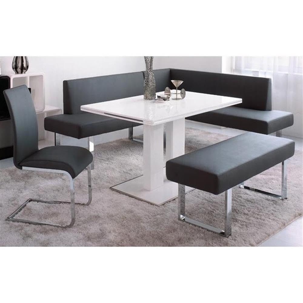 Black Leather Dining Bench