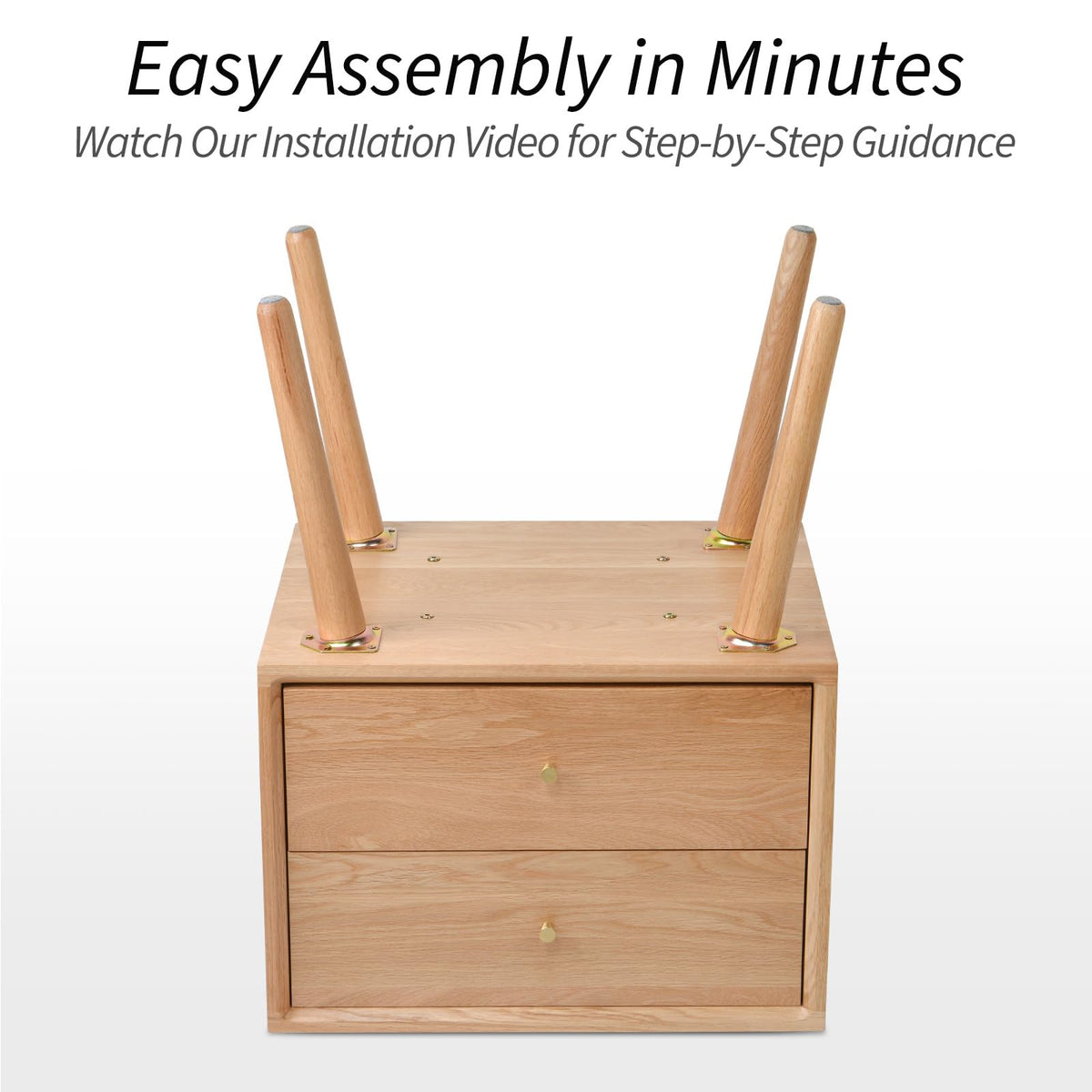 Solid Oak Nightstand with Drawer