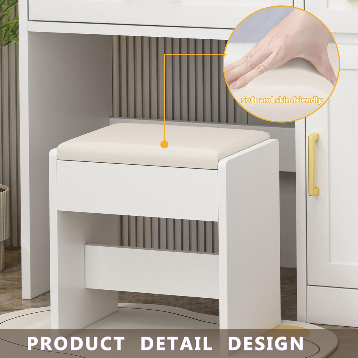 ENDYOE Vanity Desk with Mirror and Lights & Power Outlet