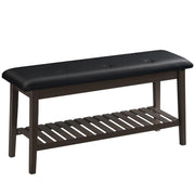 Bamboo Dining & Entryway Bench with PU Leather Seat