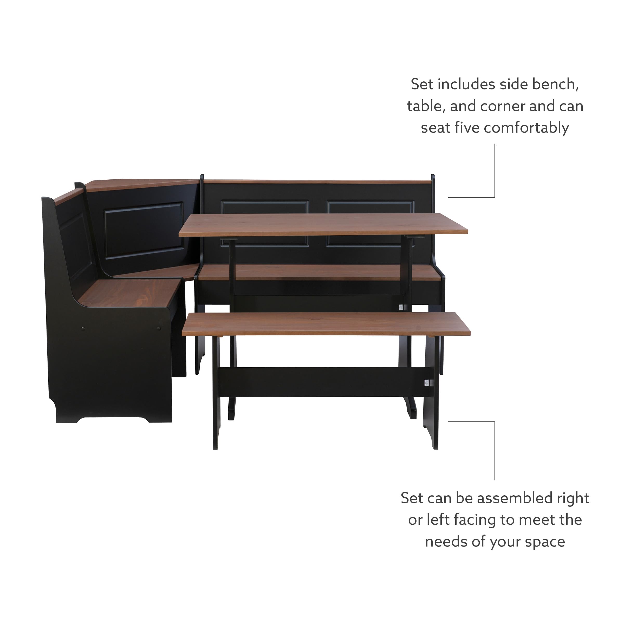 Linon Black and Pecan Breakfast Dining Set Ardmore Nook