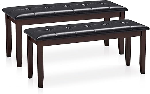 Upholstered Dining Bench with PU Leather Seat