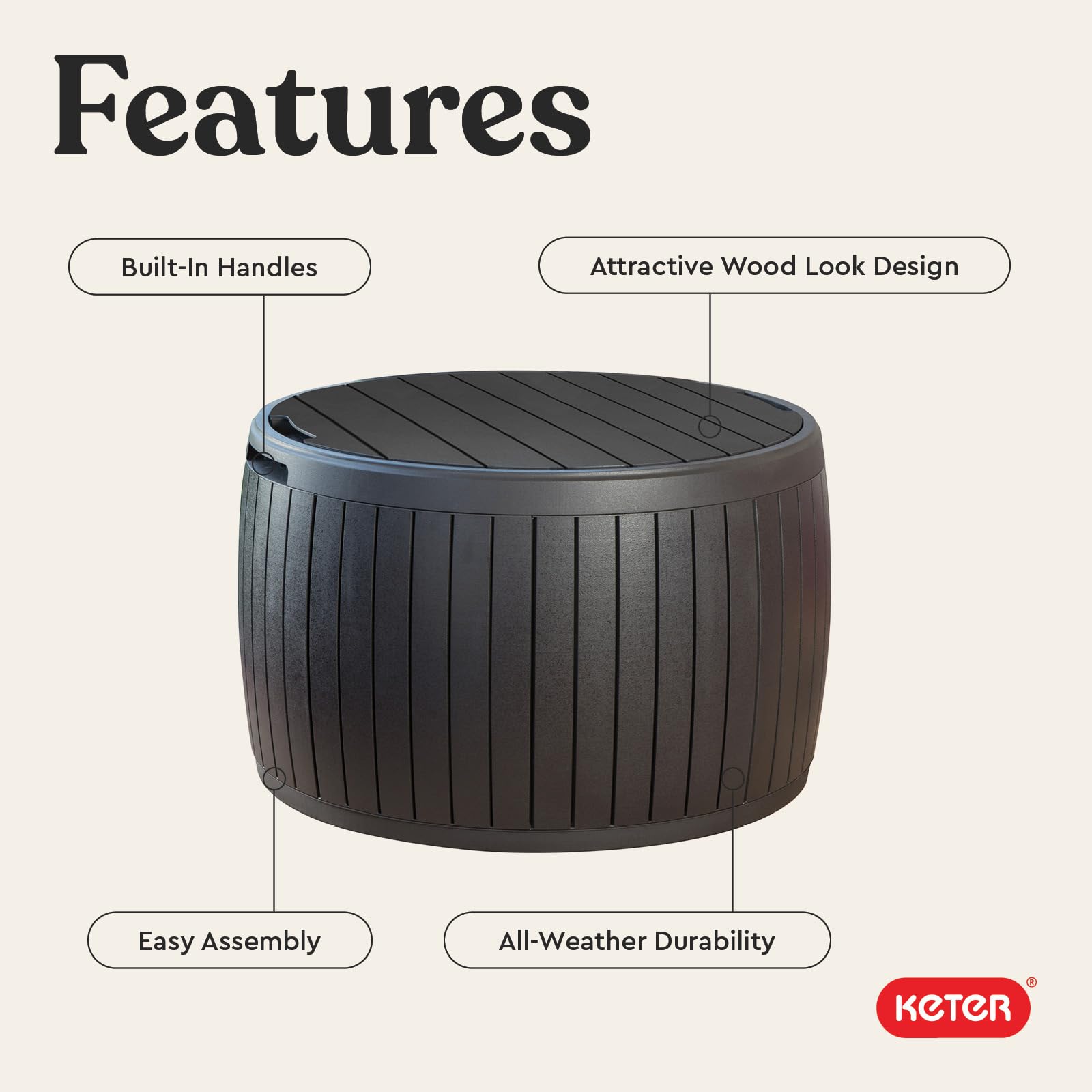 37-Gallon Round Outdoor Deck Box