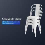 FDW Metal Dining Chairs Metal Chairs Patio Chair Seat Height Dining Room Kitchen Chair Tolix Restaurant Chairs Bar Stackable Chair Trattoria Metal Indoor Outdoor Chairs (Cream)