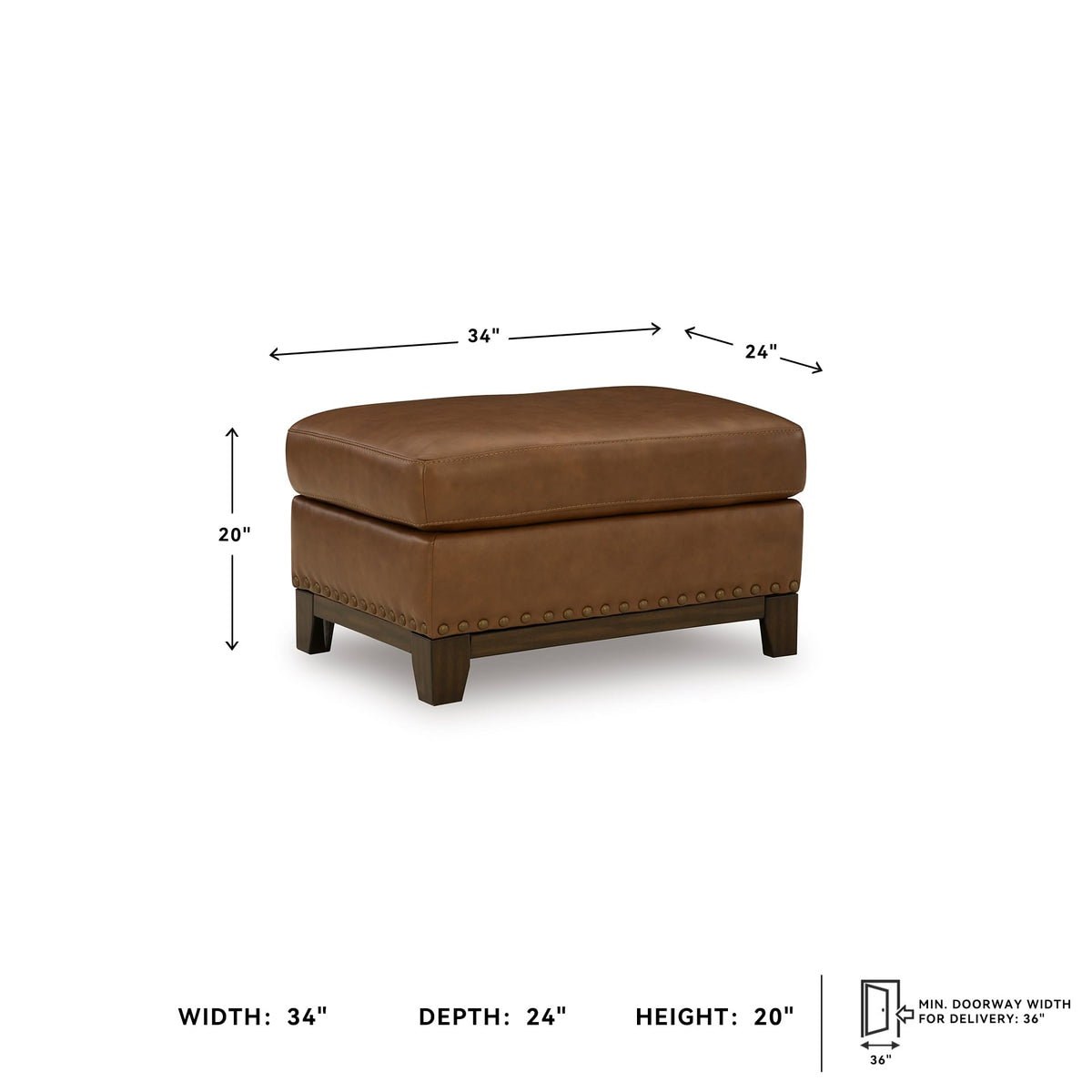 Signature Design by Ashley Brendola Leather Ottoman, Amber, No Assembly