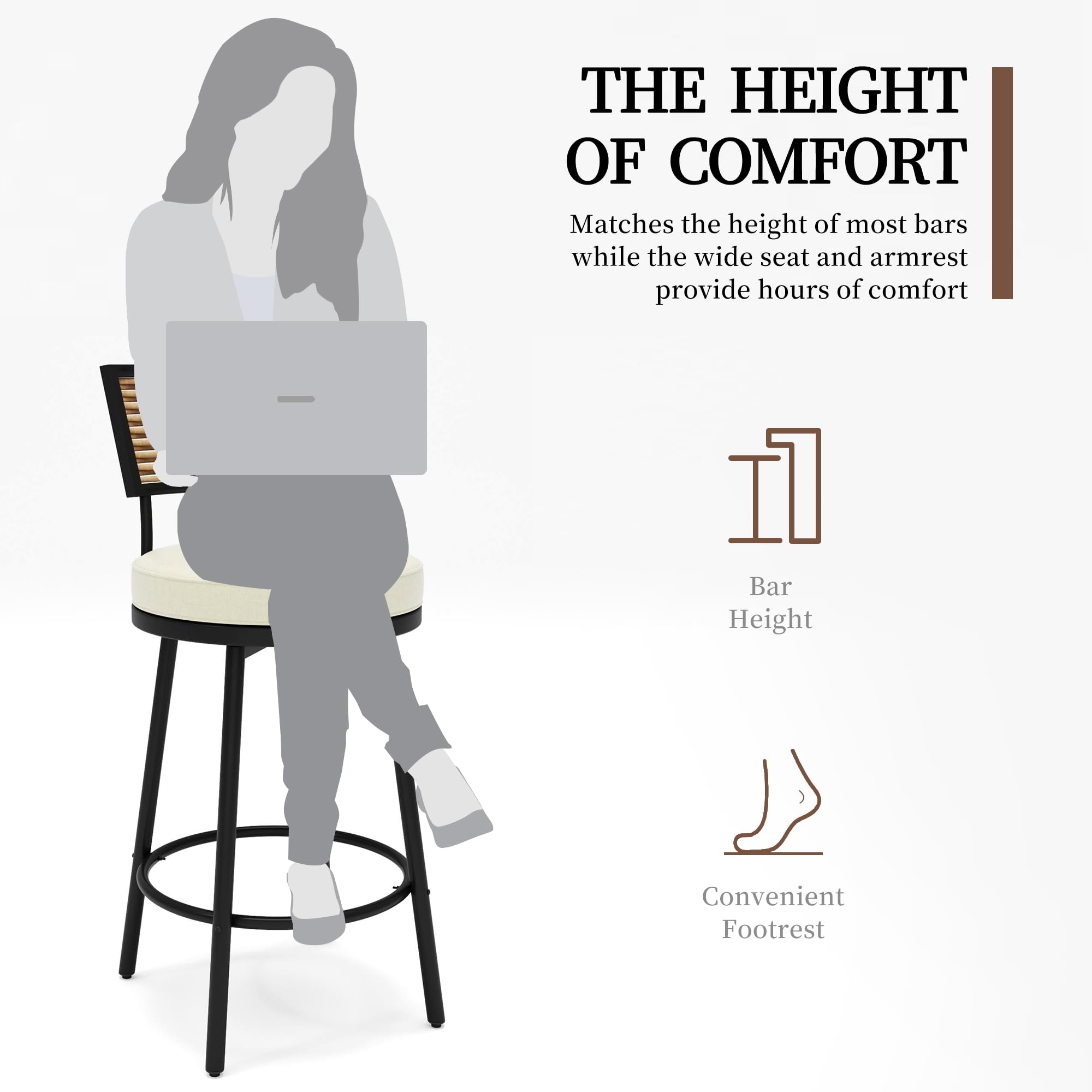 Patio Swivel Bar Stools with Cushions