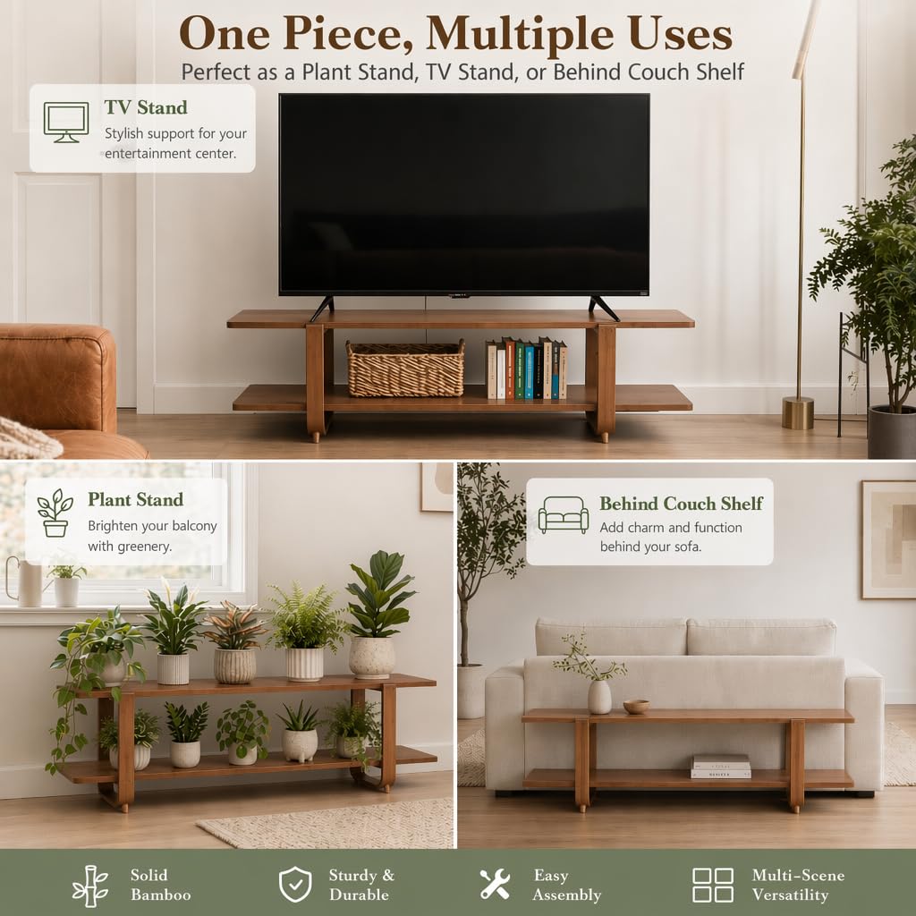 Bamboo TV Stand with Open Storage