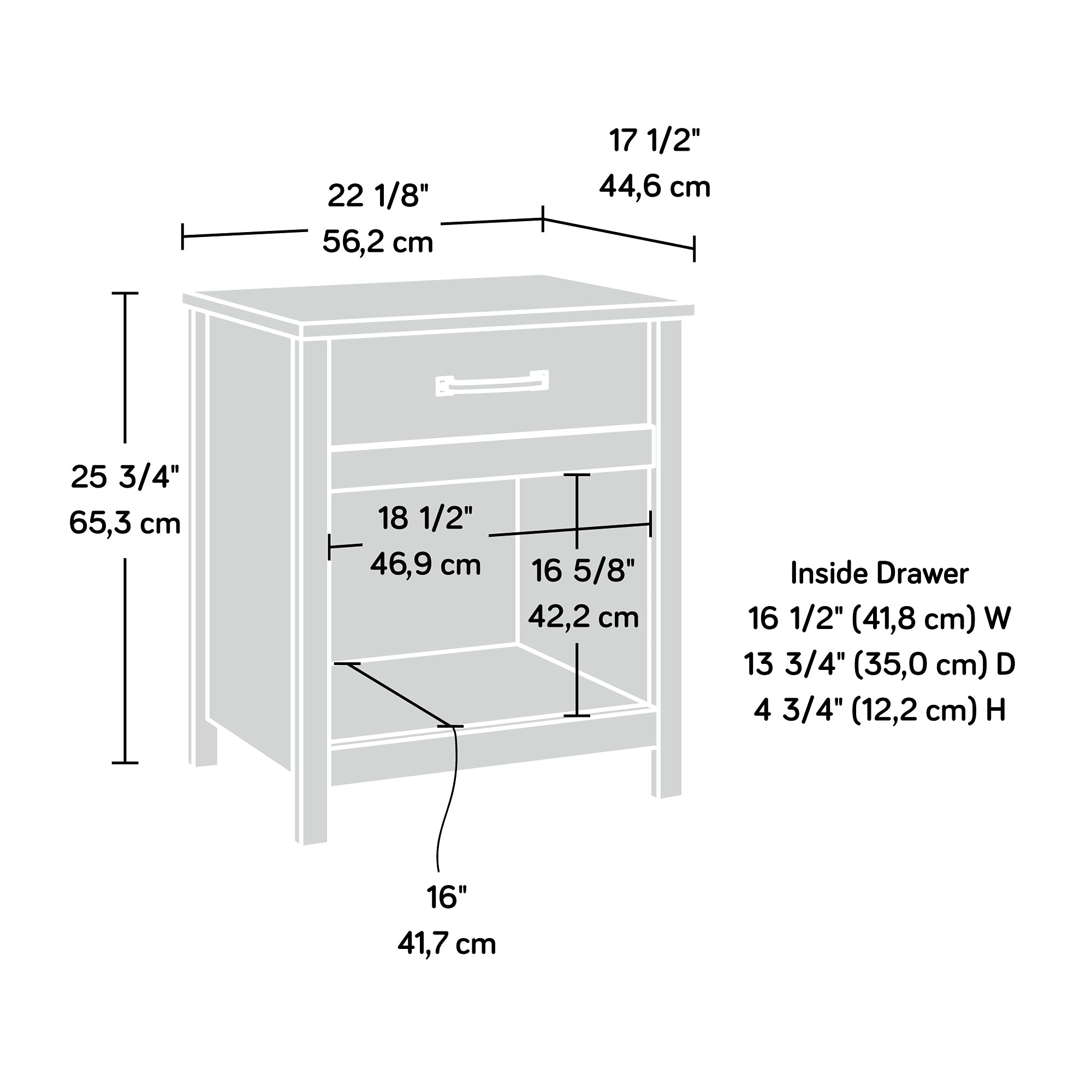 Sauder Cannery Bridge Night Stand, Bedside Table, Bedroom Side Table End Table, in Lintel Oak