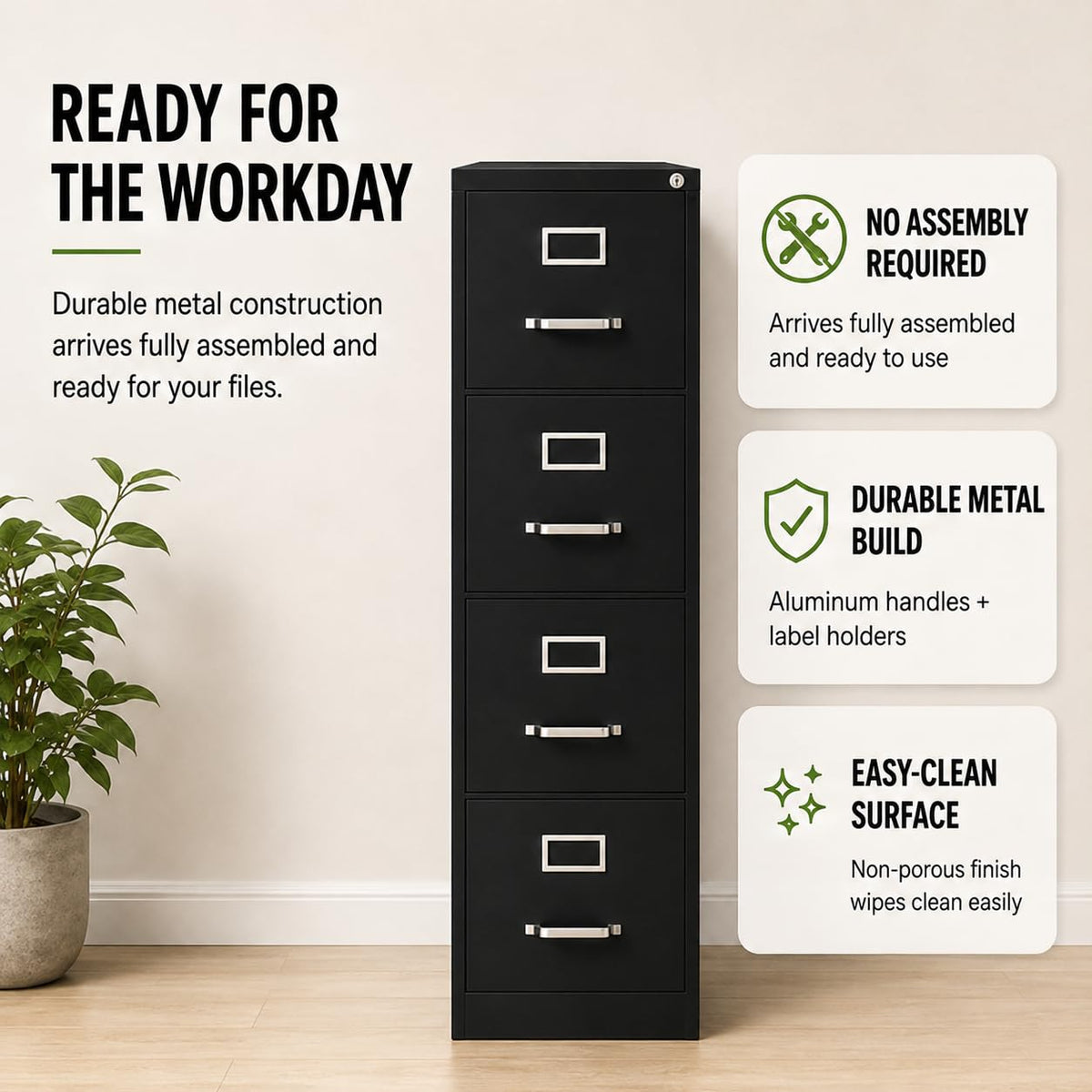 4-Drawer Locking Metal File Cabinet