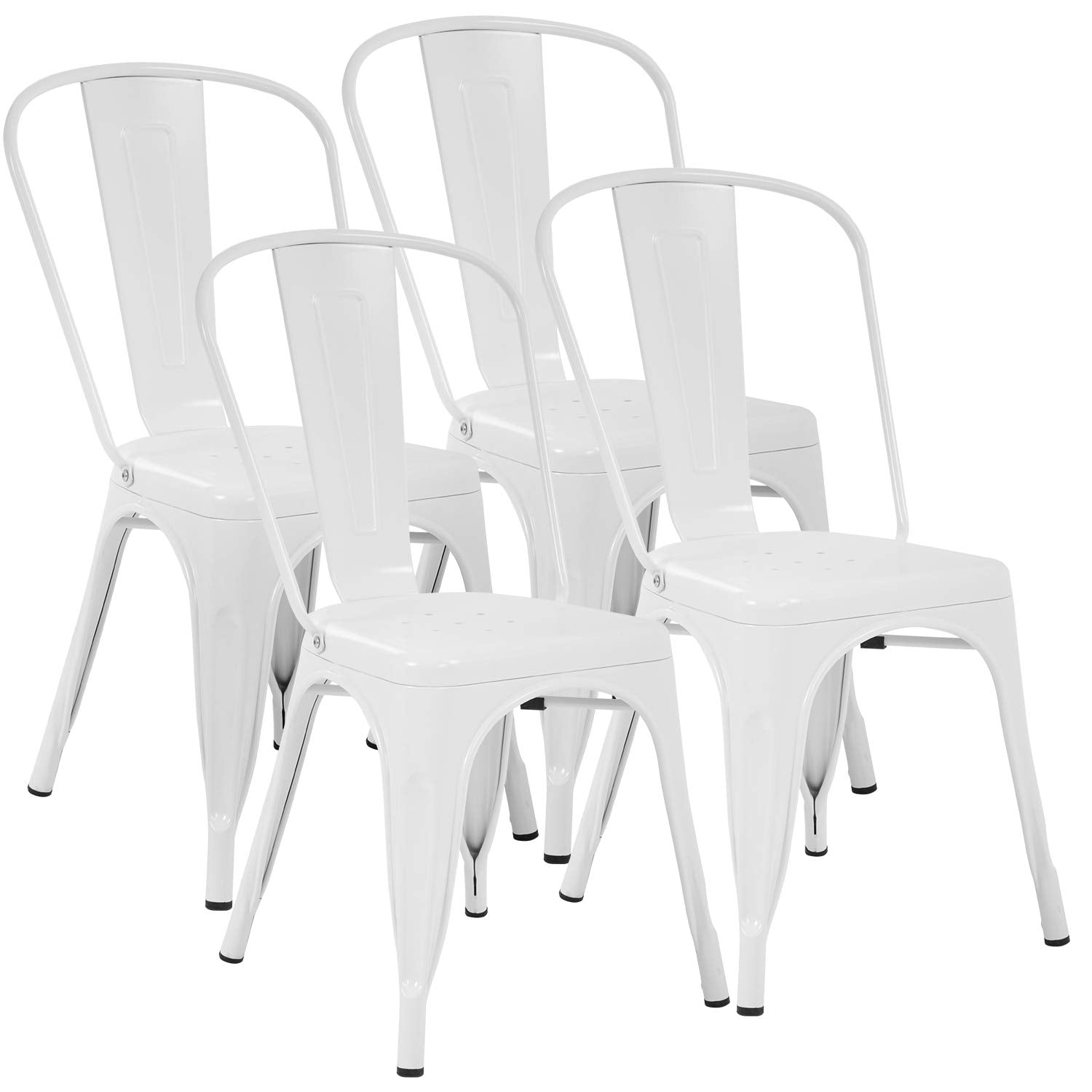 FDW Metal Dining Chairs Metal Chairs Patio Chair Seat Height Dining Room Kitchen Chair Tolix Restaurant Chairs Bar Stackable Chair Trattoria Metal Indoor Outdoor Chairs (Cream)