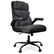 Mid-High Back Leather Office Chair with Flip-Up Armrests
