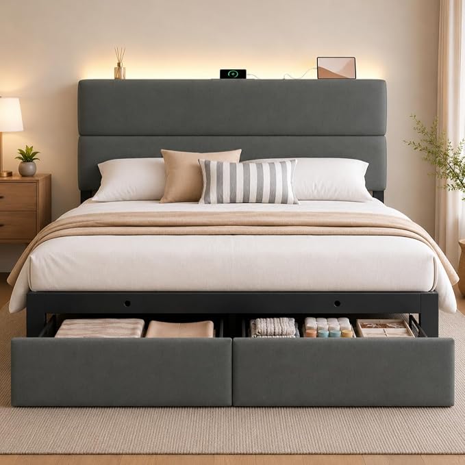 Queen Upholstered Storage Bed