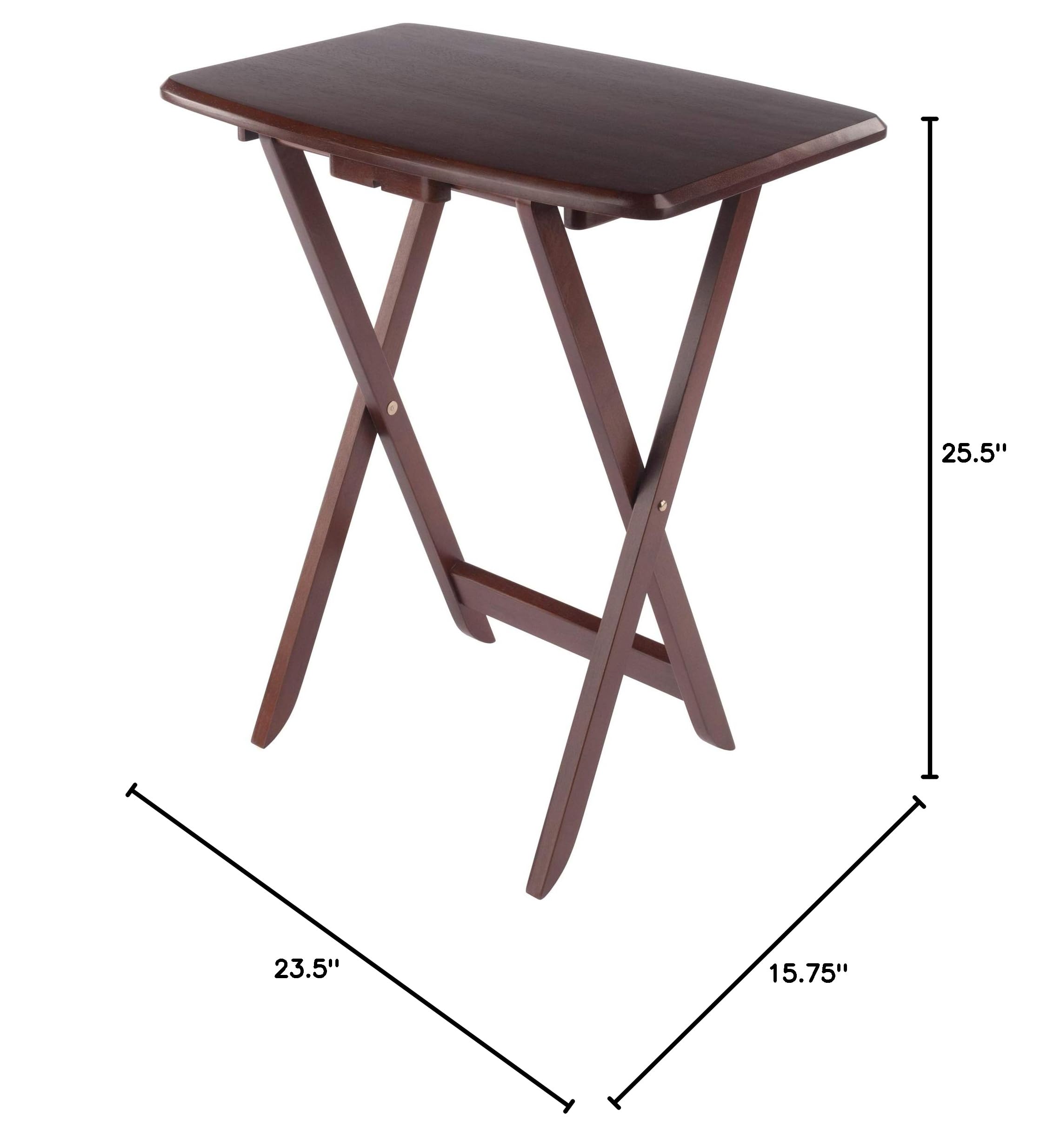 Contemporary Home Living Set of 4 Rich Walnut Oversize Folding Snack Table 25.5"