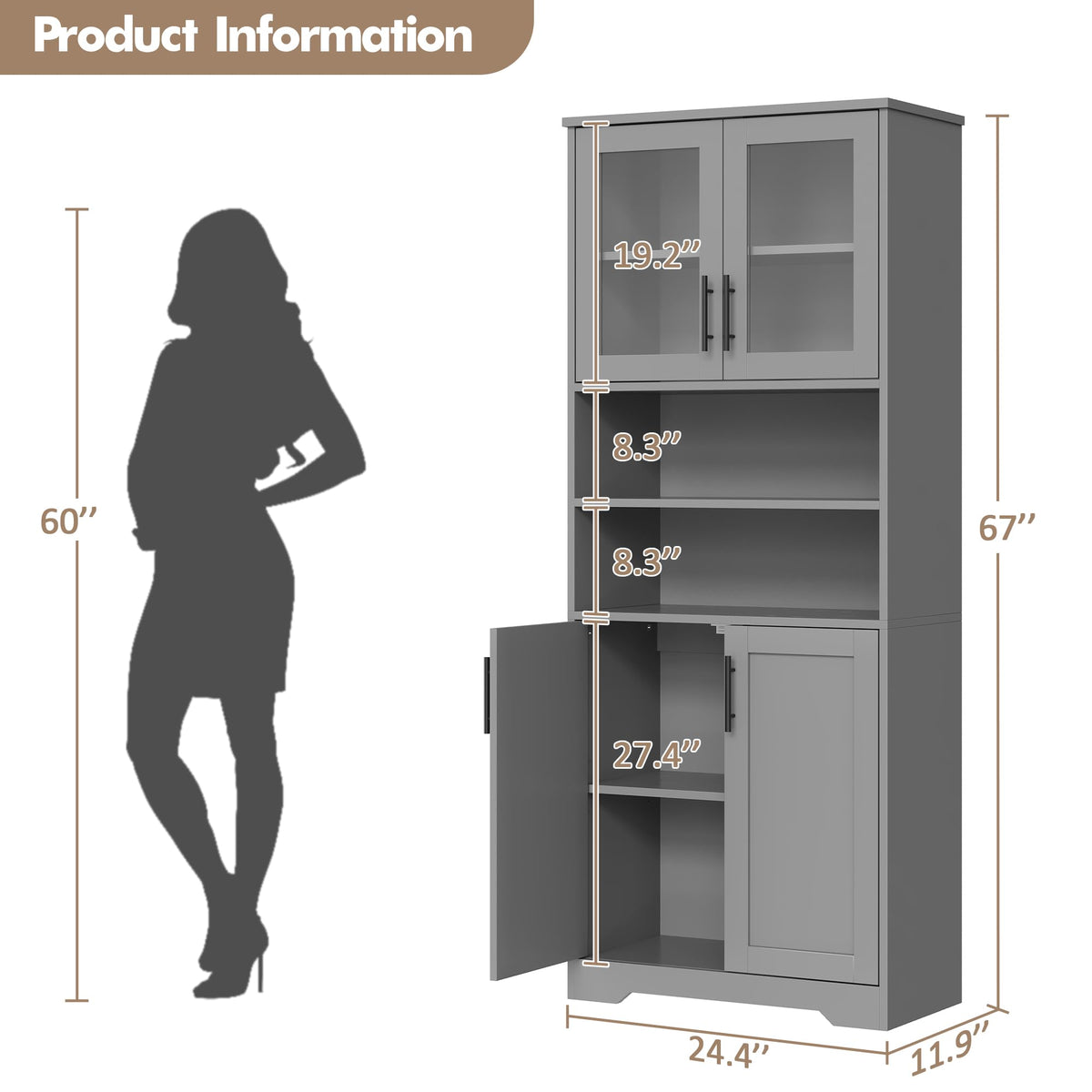 Tall Storage Cabinet with Adjustable Shelves