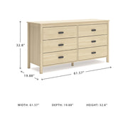 Signature Design by Ashley Cabinella Casual Dresser with 6 Smooth-Gliding Drawers, Meets ASTM International Safety Standards, Light Brown Finish, 61.57' W