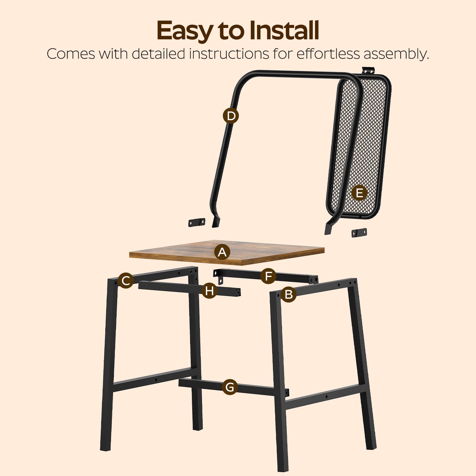 Industrial Dining Chairs Set of 4