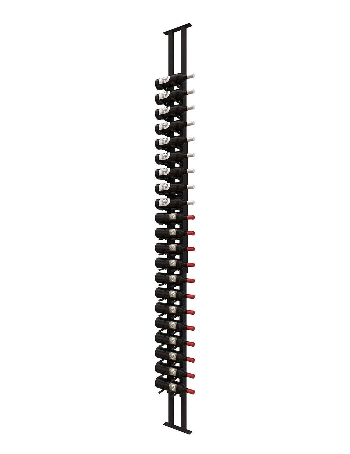 Ultra Wine Racks Floor-to-Ceiling Mount Display (1 Side, Single Deep, Black, Holds 21 Wine Bottles) - Modern Metal Wine Storage for Wine Cellars, Home Bars, Kitchens, and Dining Rooms