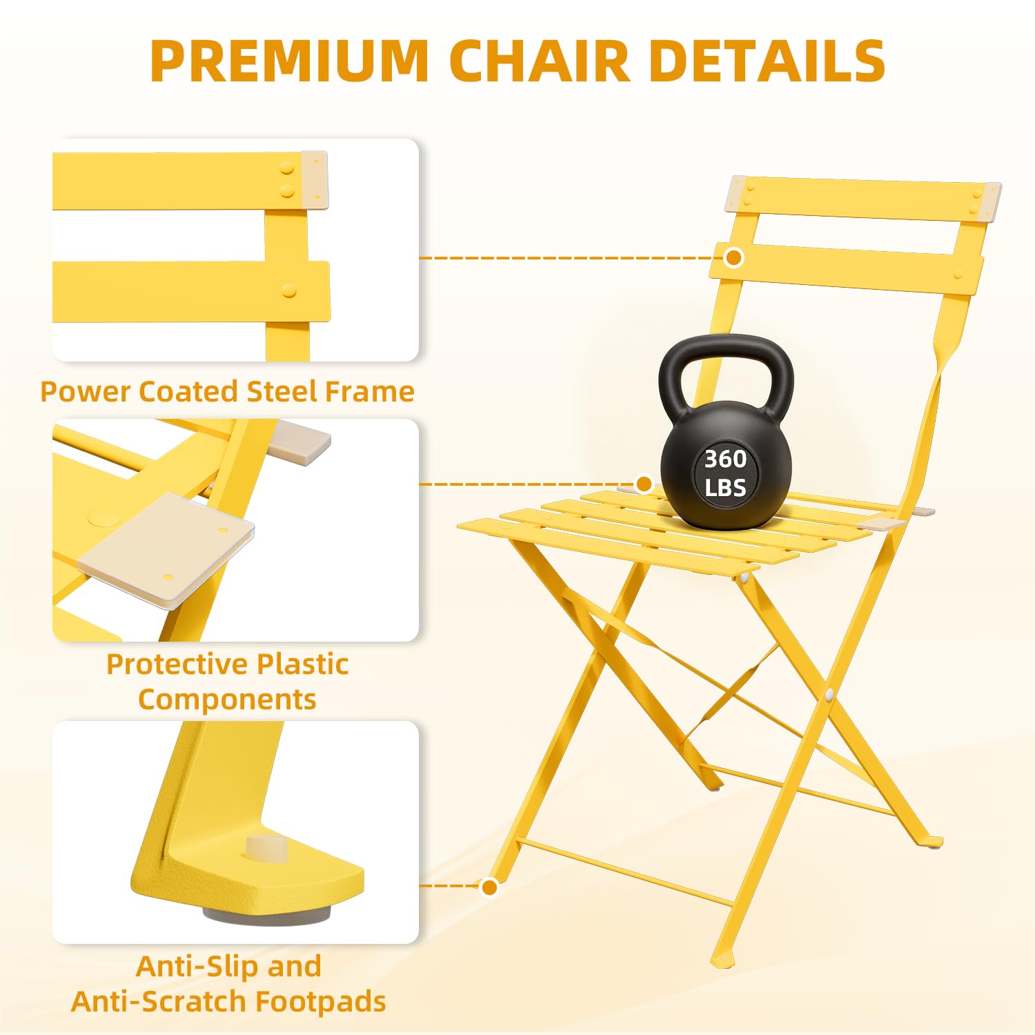 3-Piece Folding Patio Bistro Set