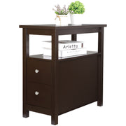 Slim End Table with Drawer & Storage Shelf