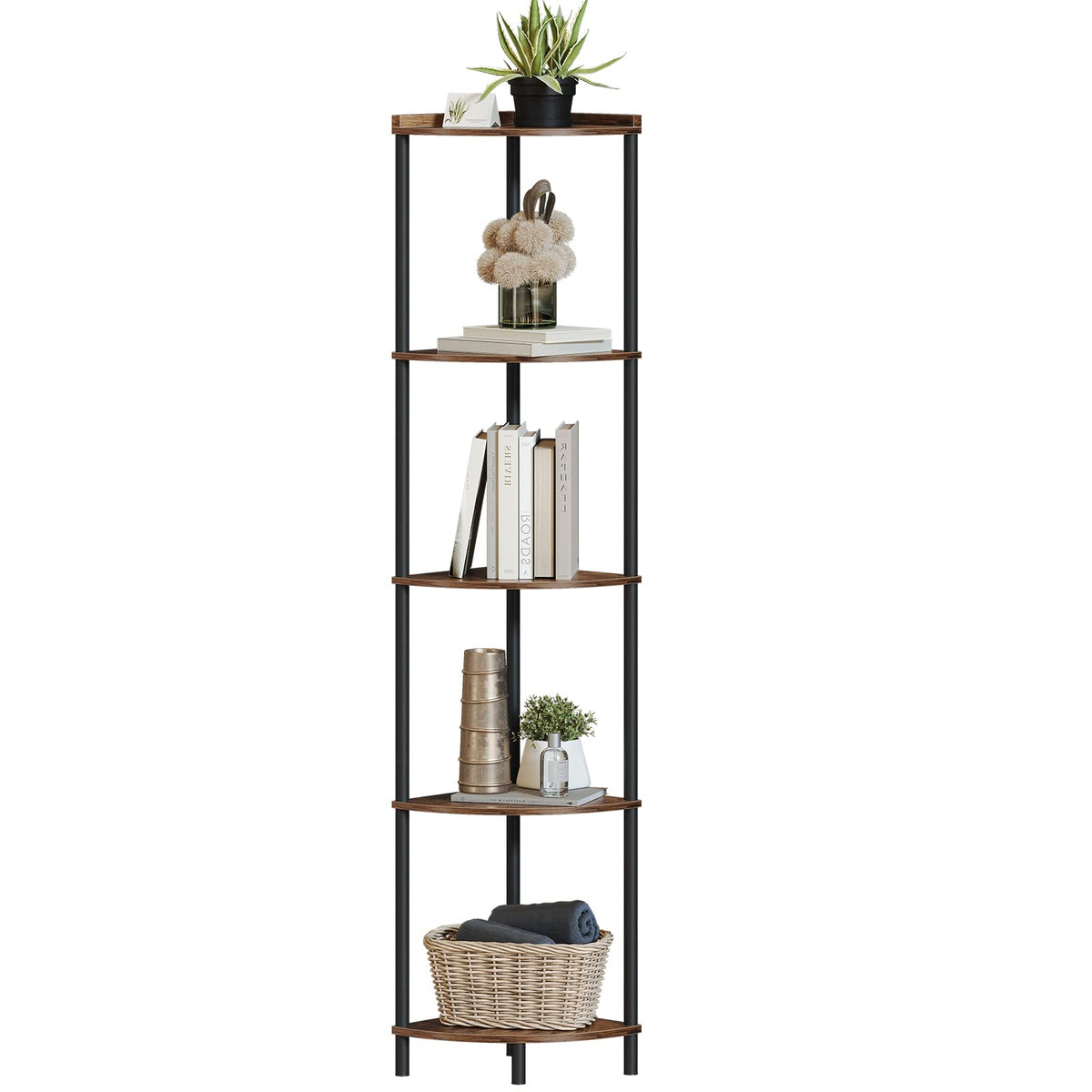 SUNMORY 5 Tier Corner Shelf, 65" Tall Corner Shelves for Living Room Decor