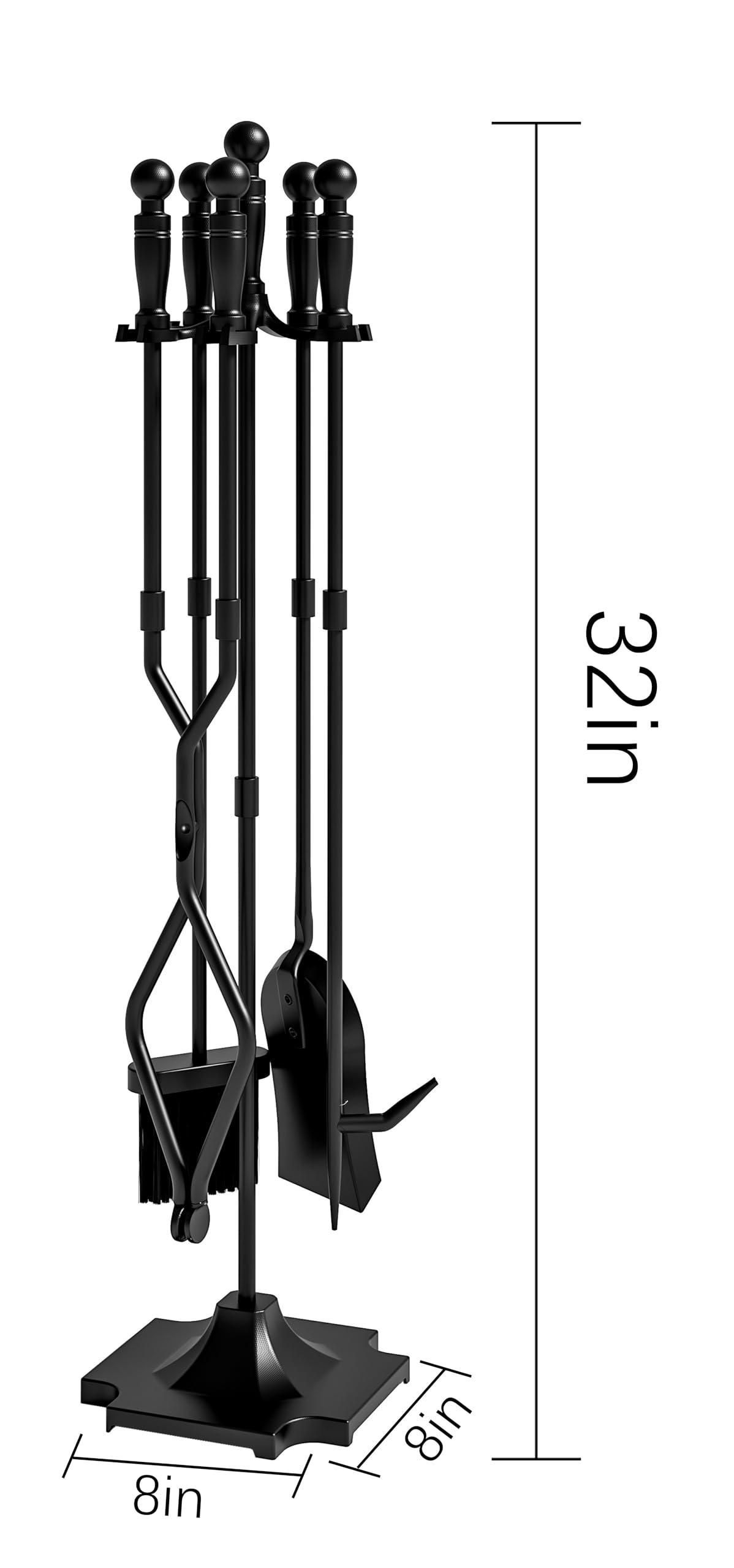 Fire Beauty Cast Iron 5 Piece Fireplace Tools Set and Hearth Accessories