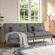 COMHOMA 72″ Futon Sofa Bed, Sleeper Sofa with Adjustable Backrest,Dark Grey