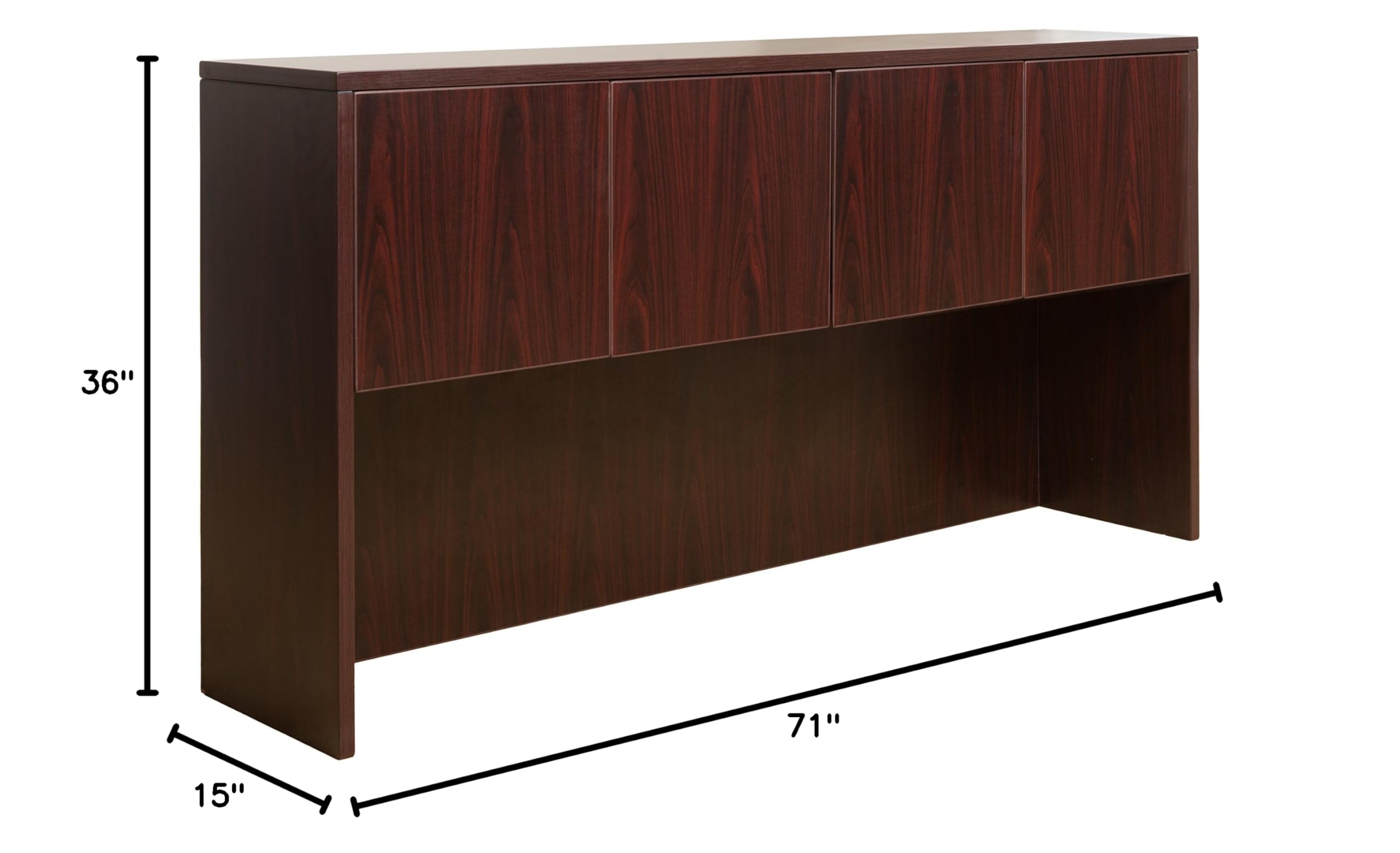 71" Executive U-Shape Desk with Pedestal & Hutch – Mahogany