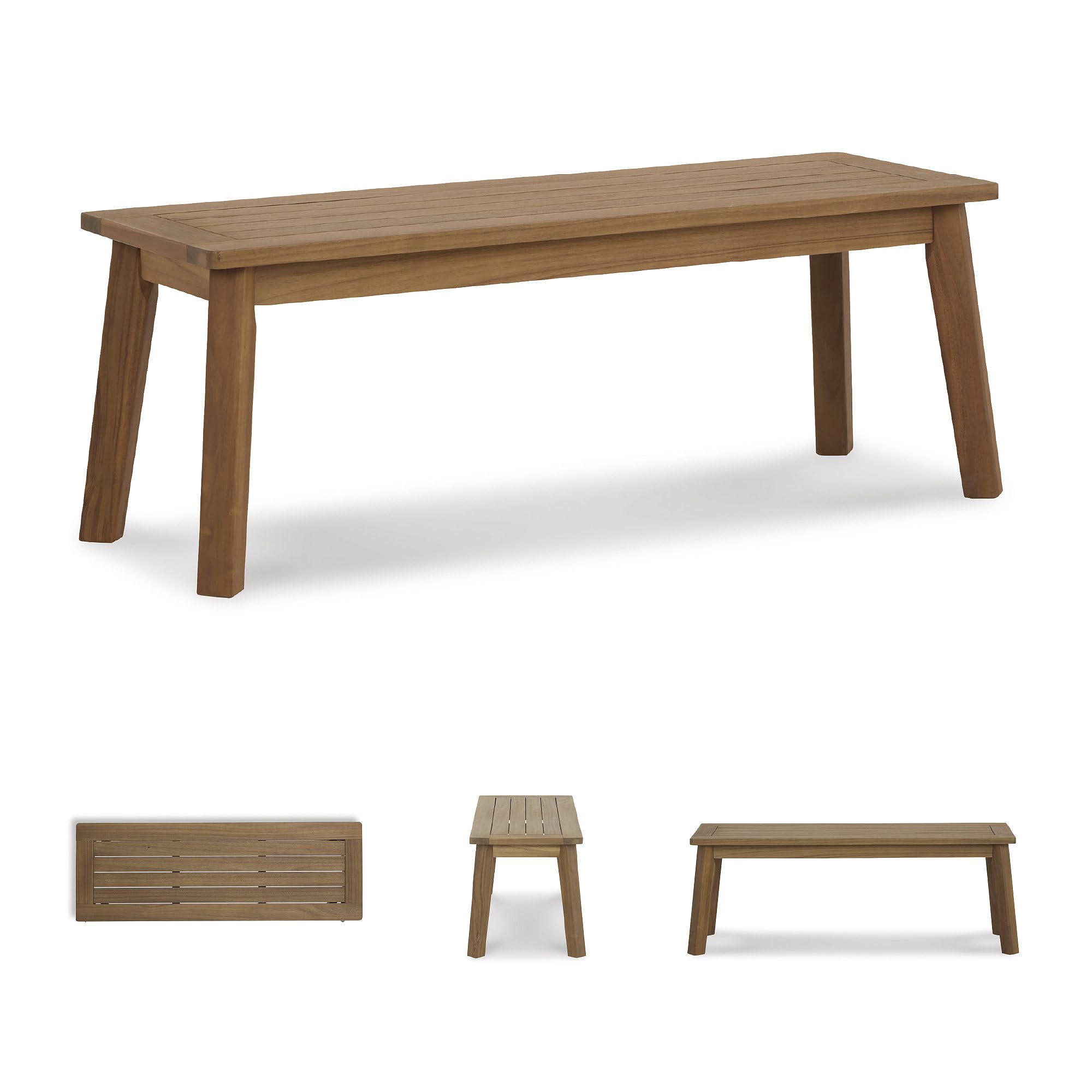 Acacia Wood Outdoor Dining Bench – Light Brown