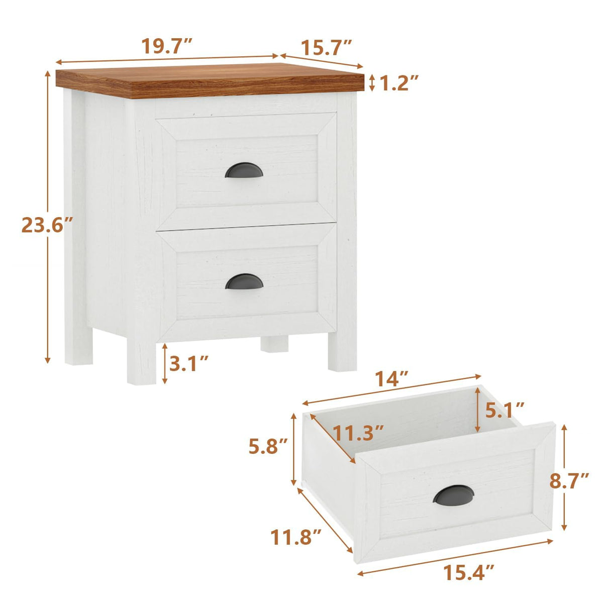 Antique White Dresser & Nightstand Set