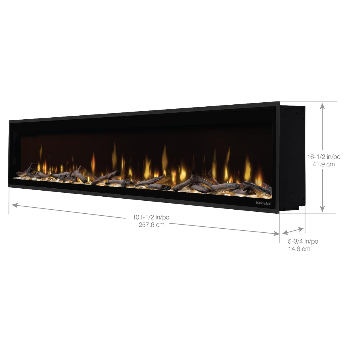Dimplex Ignite Evolve 100 Inch Built-in Linear Electric Fireplace - Includes Driftwood Logs, Glass Media Kit, Remote - Personalize Flame Colors & Control with Flame Connect App (100 Inch)