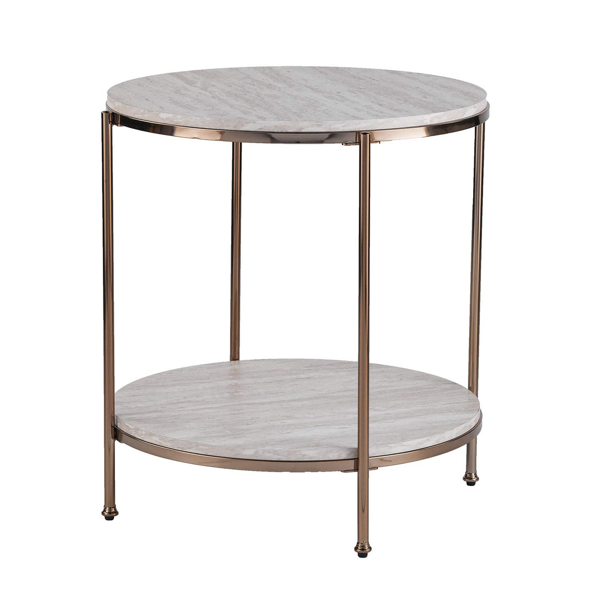 Round Faux Stone End Table