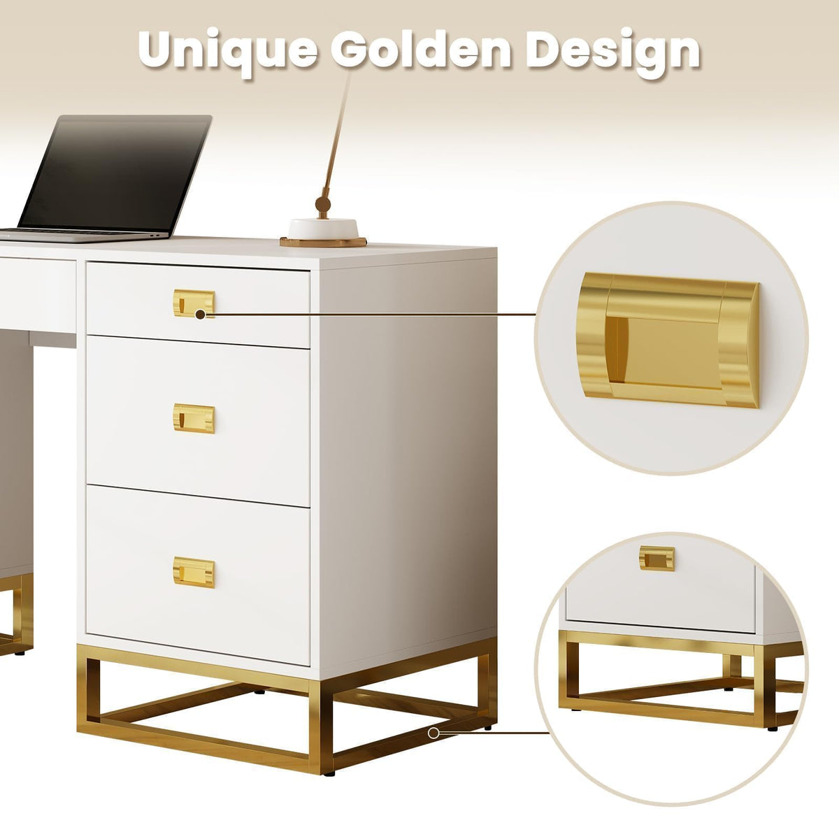 Desk with 5 Drawers and Cabinet