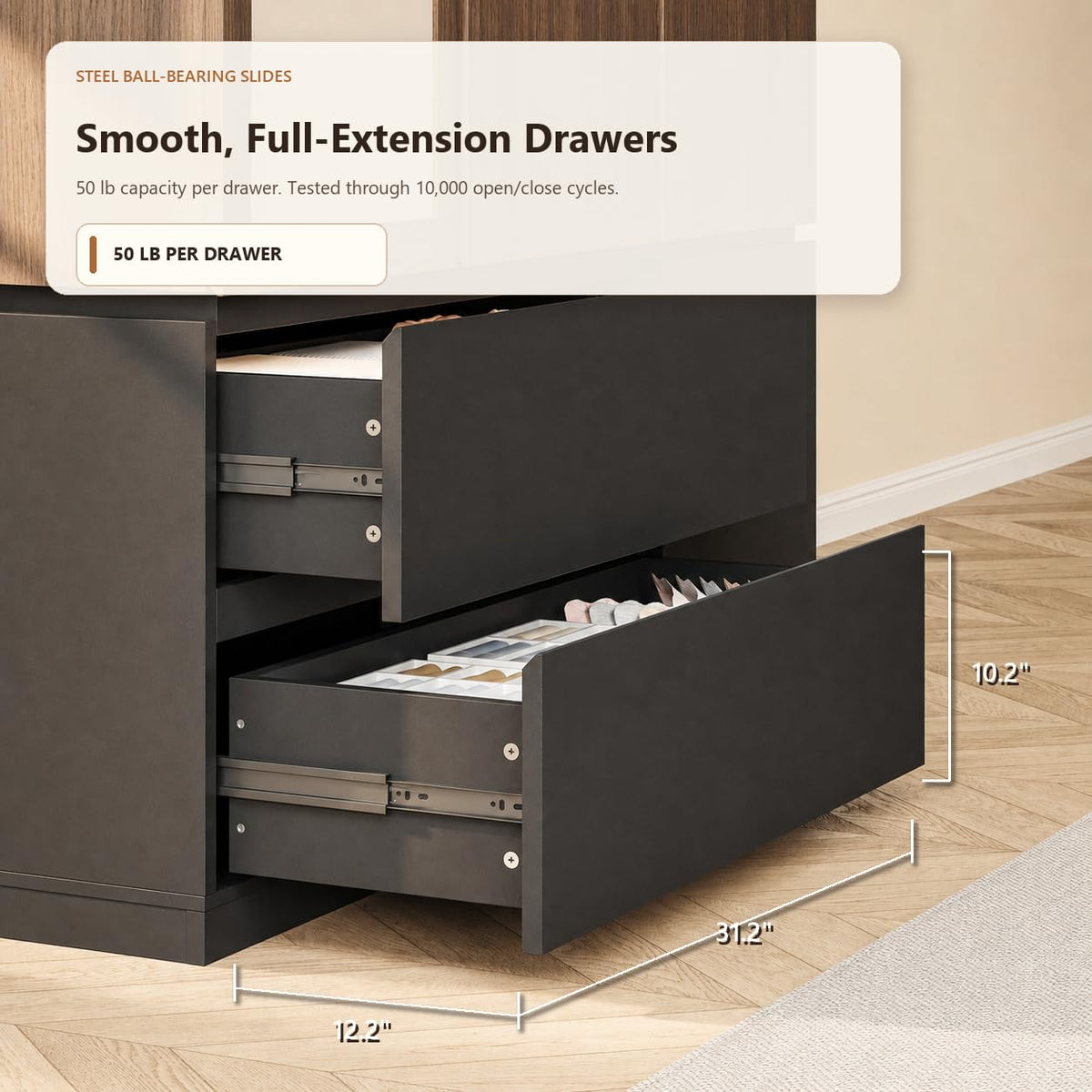 3-Door Mirrored Wardrobe with Drawers