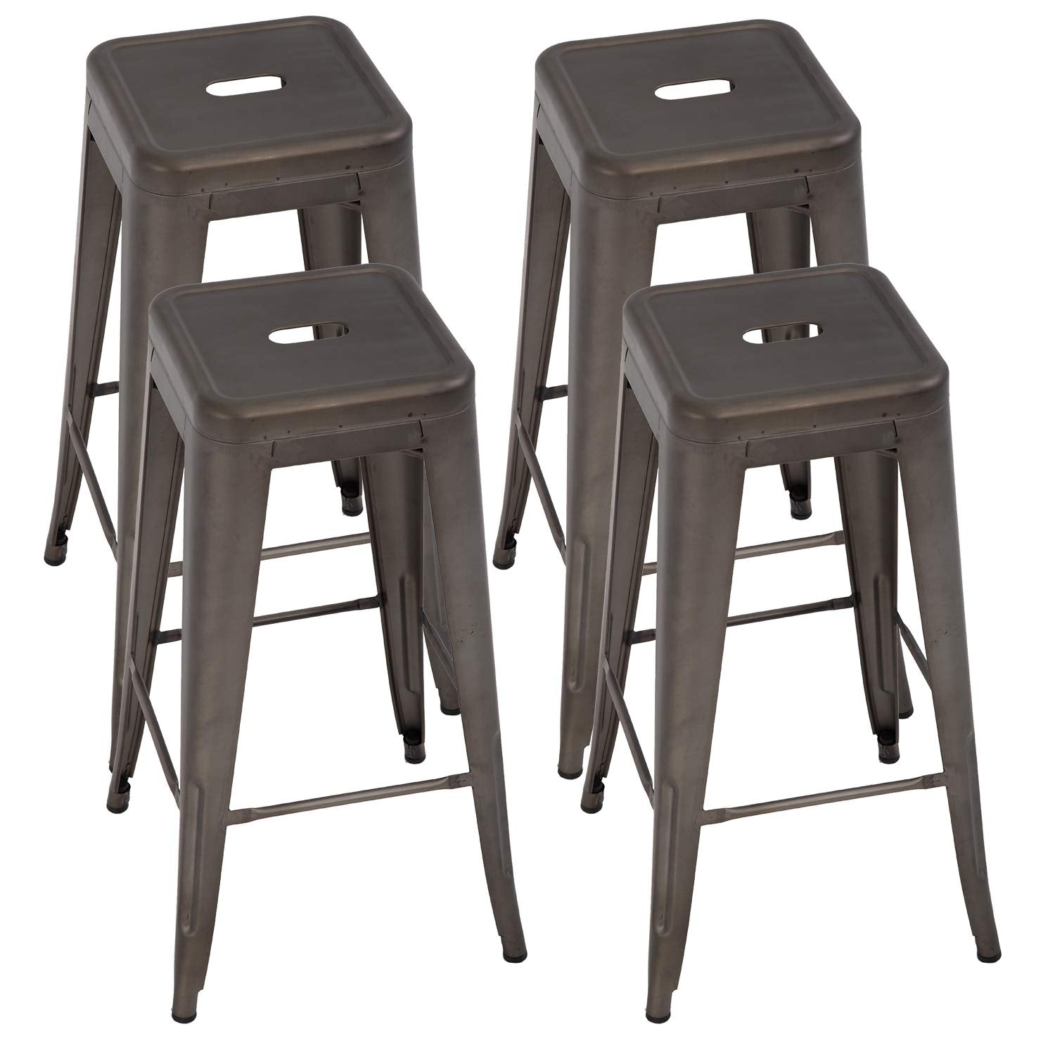 Metal Bar Stools Set of 4, 30" Stackable Counter Height Stools