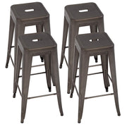 Metal Bar Stools Set of 4, 30" Stackable Counter Height Stools
