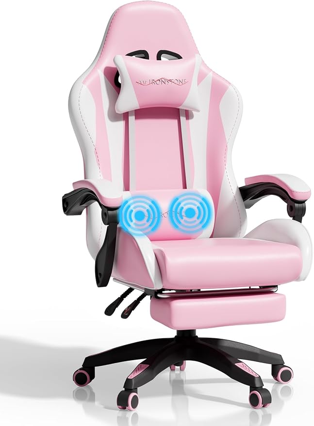 Ergonomic Reclining Gaming Chair with Footrest & Lumbar Massage