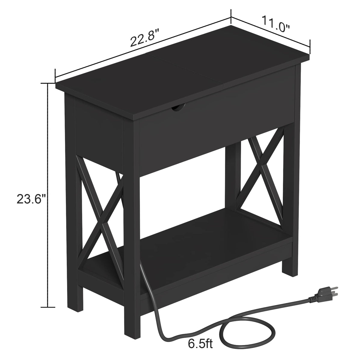 ChooChoo End Tables Living Room Set of 2, Side Table with Charging Station