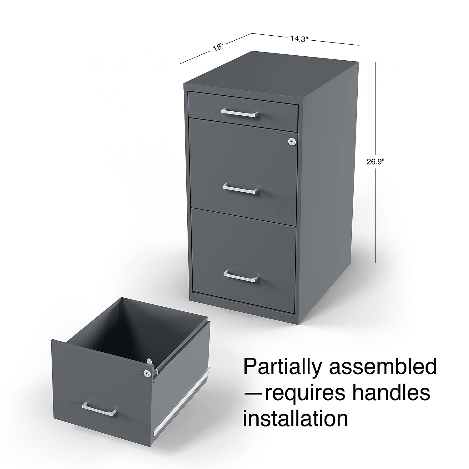 3-Drawer Vertical File Cabinet with Lock