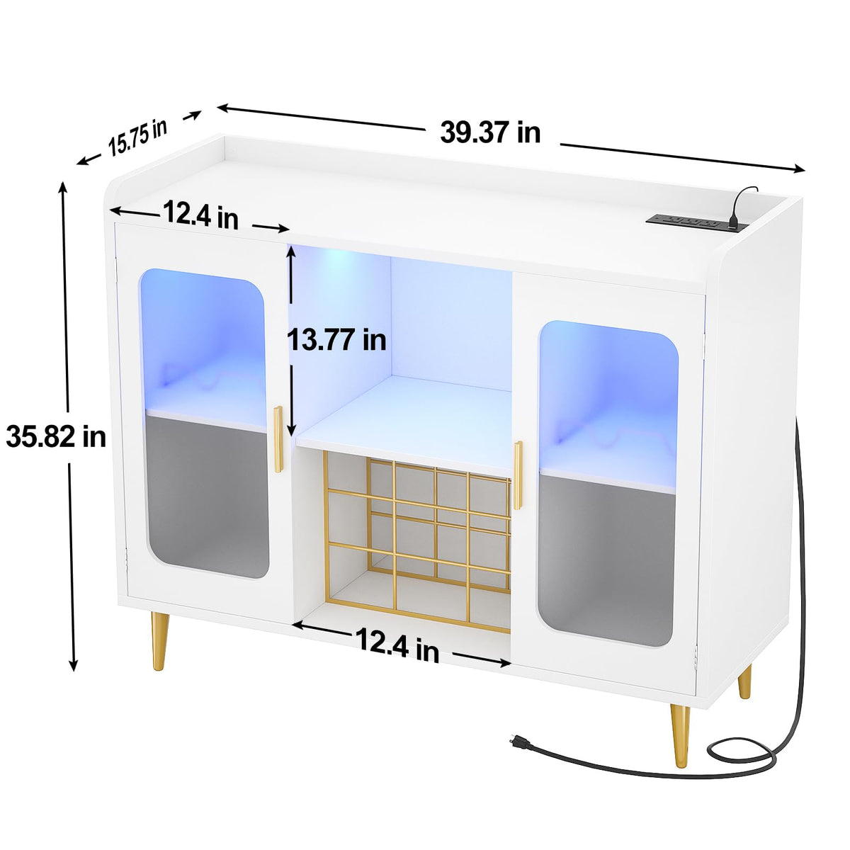LED Wine Cabinet with Power Outlets