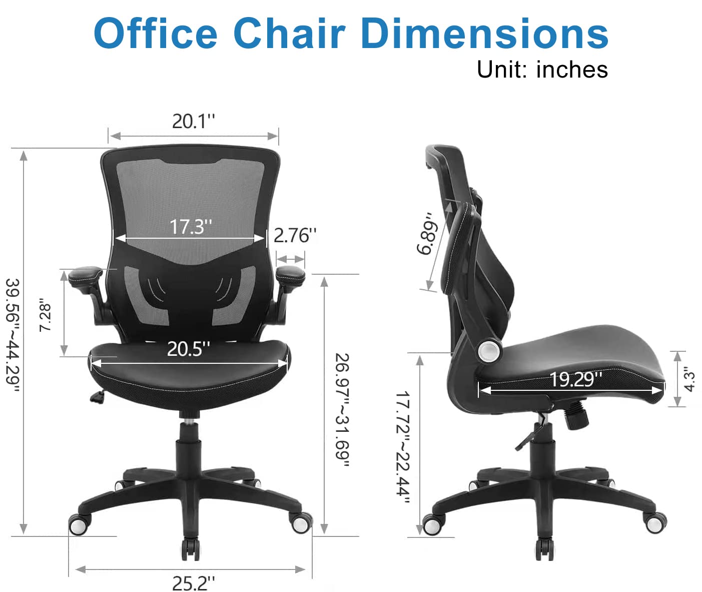 Ergonomic Office Chair with Lumbar Support & Flip-Up Arms