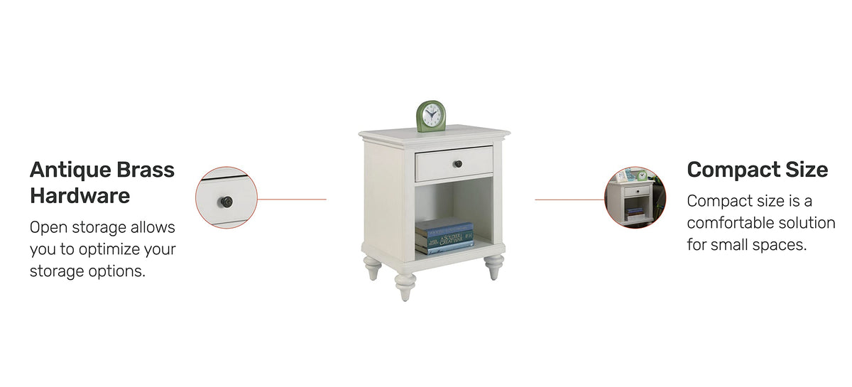 Off-White Storage Nightstand