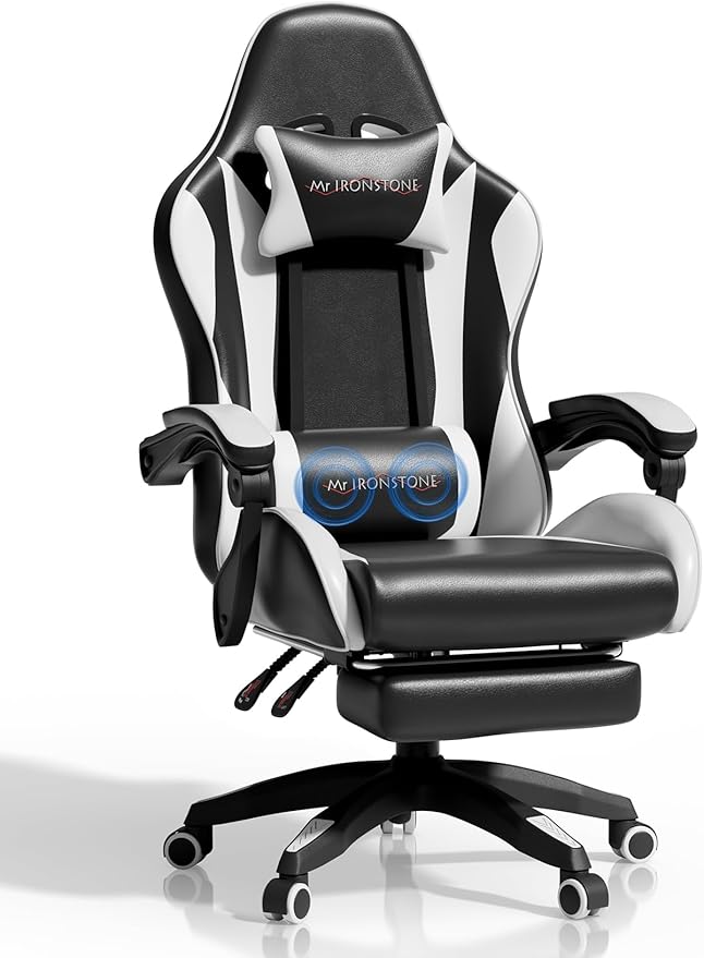 Ergonomic Reclining Gaming Chair with Footrest & Lumbar Massage