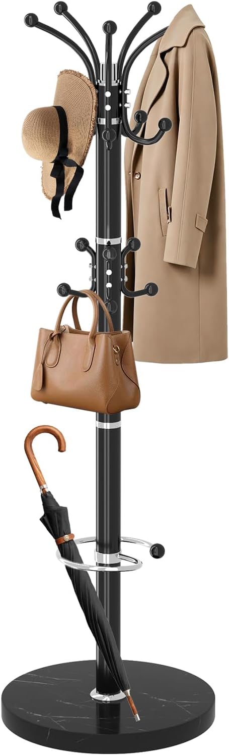 Wooden Coat Rack with 14 Hooks