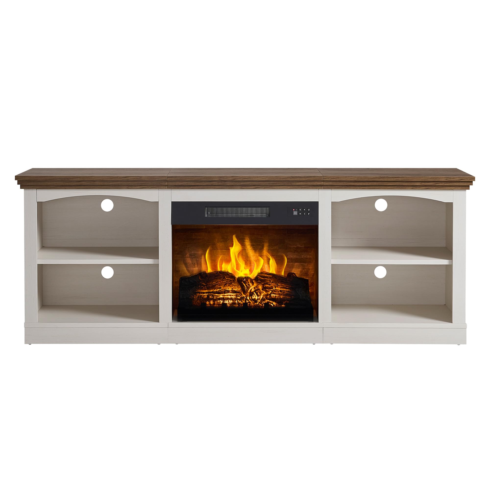 70" Farmhouse Fireplace TV Stand with Storage – Fits TVs up to 80"
