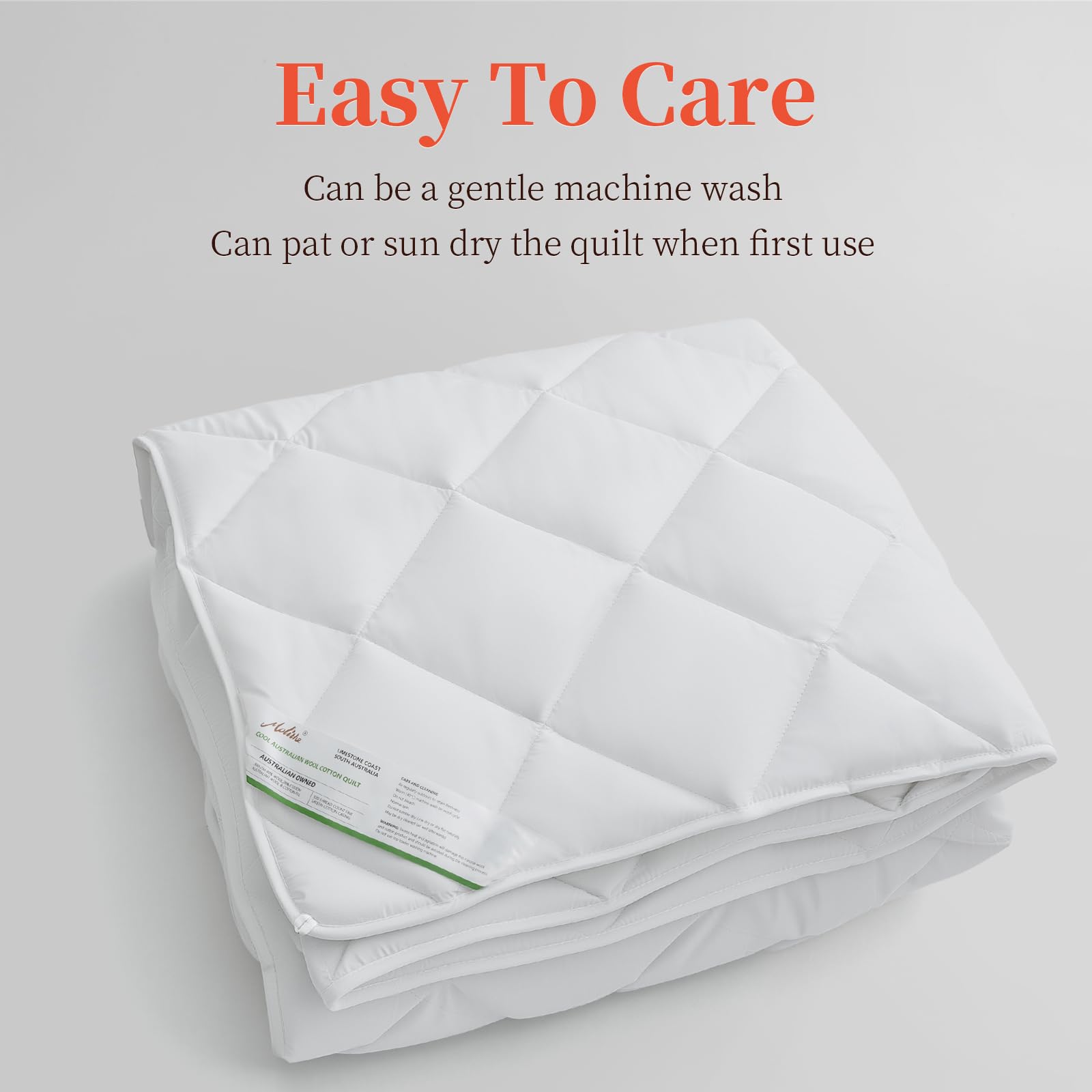 Molithe Duvet Insert 100% Cotton Comforter Shell Winter Heavyweight, Australian Wool Cotton Filling, Noiseless Temperature Regulation Breathable Comfortable Wool Bedding for Luxurious Sleep King